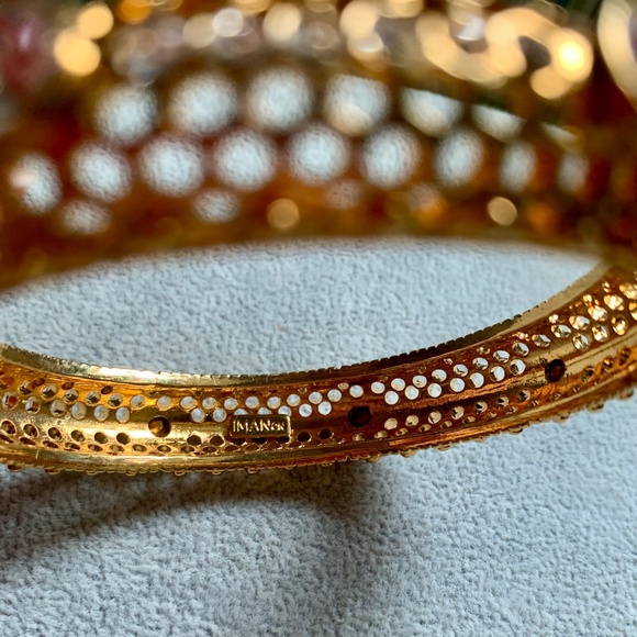 IMAN Global Chic Gold & Crystal Bangle Bracelet - Sz LG NWOT - Stunning Bracelet - Picture 4 of 12